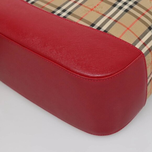 BURBERRY Nova Check Hand Bag Canvas Beige Gold Auth 120804 - Picture 5 of 16